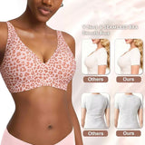 Pink Leopard Deep V Jelly Bras Wireless Comfortable Bra Supportive No Underwire Bras Tshirt Push Up Bralette Plunge Seamless Bra