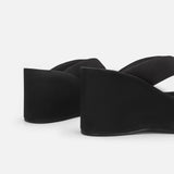 2026 Leisure Black Summer Platform Sandals Women Outdoor Slides Slipper Vintage Flip Flops High Heels Wedges Shoes Daily Wear