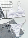 Sexy Bikini Women Push Up Swimwear Swimsuit White Pit Striped Knotted Bikinis Set Bathing Suit Beach Bikini Trajes De Bano Mujer