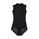Solid Color Spring Stand-up Collar Sleeveless Tank Top For Women Light Mature Style Sexy Slim-fit See-through Mesh Bodysuit WHBH