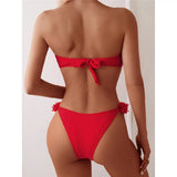XS - L 3D Flowers Bandeau High Cut Bikini Women Swimwear Female Swimsuit Two-Pieces Bikini Set Bather Bathing Suit Swim V5961