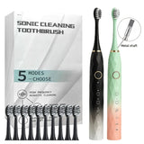 Electric Toothbrush Rotary With Timer Waterproof USB Rechargeable 10 Heads