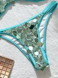 XS - L Glitter Sparkling Squins Halter Bikini Women Swimsuit Female Swimwear Two-pieces Bikini Set High Cut Bathing Suit Swim