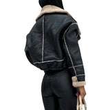 Women Winter Jacket Solid Color Street Coat Long Sleeve Zipper Closure Patchwork Warm Outwear with Pockets