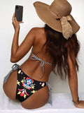 2026 New Sexy Bikini Women Vintage Print Striped Swimwear Swimsuit Halter Bikinis Set Bathing Suit Beach Bikini Brasileno Female