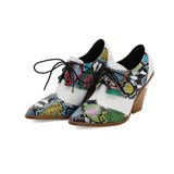 Snake Print Pumps Women Lace Up Brogue Shoes Pointed Toe Wedge Heels Deep Mouth Plus Size 40 41 42
