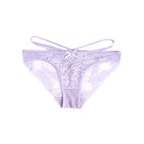 Red Lace Criss Cross Panty for Women See Through Mesh Hollow Out Bow Thong Underwear Plus Size M-3XL