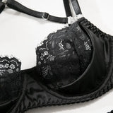 Toucheart Sexy Lingerie Set for Women Mesh Perspective Bra Set Lace Lace Splicing Sexy Hip-pack Skirt Sexy Underwear Garters Set