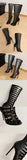 Big Size 42 Lace-up Thin High Heels Gladiator Sandals Women Sexy Black Dancing Party Shoes Stiletto Summer Knee High Boot Zipper