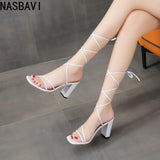 New Arrival Women Summer Fashion Sexy Cross Strap Sandals Elegant Banquet Party High Heels Wedding Hip Top Sandal Shoes 35-43
