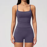 2 Piece Shaved Yoga Sets Women Hip Lifting Shorts Fitness Suit Outdoor Leisure Running Slimming Sports Vest Workout Tracksuit