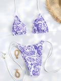 Sexy Triangle Mini Bikini Sets Micro Thongs Swimsuit Women Bathing Suit Biquini Bandage Beachwear Print Swimwear Thong Bikini