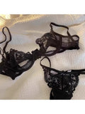 MOYISU Parisian Lace Half Cup Bra Set - Ultra-Thin Underwire Summer Lingerie with Sheer Cutouts & No Sponge Sexy French Desire