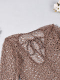 Sexy hollow bikini swimsuit cover-up European and American summer solid color beach dress