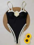 S - XXL 3D Flower Splicing High Leg Cut Women Swimwear One Piece Swimsuit Female Monokini Bather Bathing Suit Swim Beachwear