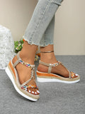 Fashion T-Strap Platform Sandals for Women New Mix Color Elastic Band Wedge Sandals Woman Summer Daily Open Toe Sandalias Female