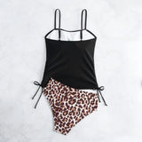 2026 Strappy Tankini Set 2 Pieces Swimwear Female Leopard Drawstring Swimsuit Women Bathers Bathing Swimming Swim Suit Beachwear