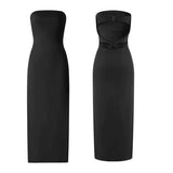 Women Evening Party Long Dress Backless Cut Out Strapless Straight Dress Summer Sexy Elegant Dresses