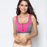 Sports Bra Women Front Zipper Double Inner Cup Push Up Patchwork Tops Female Yoga Fitness Shockproof Vest Sport Bras for Women