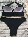 Neon Green Push Up Bra Cup Bikini Women Bandeau Swimsuit Female Swimwear Two Pieces Bikini Set Brazilian Bathing Suit Swim Lady