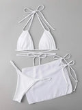 3 Pieces Thong Bikini 2026 Women With Skirt Trikini Swimwear Female Triangle Swimsuit Beach Wear Bathing Swimming Suit Summer