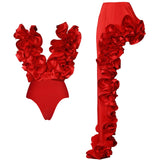Sexy 3D Flower Bikini Set Brazilian Biquini Low Waist Swimwear Push Up SwimSuit Women Solid Swimwear Sexy Beach Wear Female