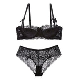 MOYISU French Romantic Lace Comfortable Breathable セクシー Tushy Slim Bra Collection Pure Desire Girls Push Beautiful Underwear SET