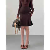 Pure Desire Style Gentle Sexy High Waist Slimming Ruffled Mid-Length Bodycon Mermaid Skirt Slim Women Mini Skirts 2026 New EVP8