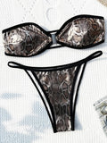 Snake Skin Bandeau Bikinis High Cut Bikini Female Swimsuit Women Swimwear Two-pieces Bikini Set Bathing Suit Swim Beach Wear
