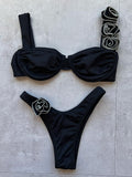 Sexy 3D Flowers Underwired Brazilian Bikini Women Swimwear Female Swimsuit Two-pieces Bikini Set Triangle Bathing Suit Swim Lady