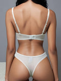 Floral Embroidery curve Lingerie set romantic lace sexy underwire bra & panty 2pcs breathable bralette See-through