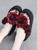 Bohemia Style Flower Platform Flip Flops For Women Summer Shoes Thick Sole Light Weight Girls Home Beach Slippers Wedge Sandals