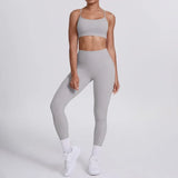 Women's Seamless Yoga Set Cross Back Sports Bra & High Waist Booty Lifting Yoga Leggings Gym Running Fitness Workout Outfit