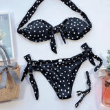 Sexy Leopard Polka Dot Knotted Brazilian Bikini Women Swimwear Female Swimsuit Two-pieces Bikini Set Bather Bathing Suit V643