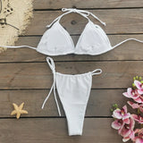 New Bandage Stripes Brazilian Bikini Swimwear Women's Swimsuit Two Piece Set Female Sexy Lace up Mujer Beachwear Summer
