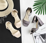 Women Sandals New Summer Fashion Sandals Medium High Heels Outdoor Elegant Wedding Shoes Bridal Plus Size Buckle Strap Sandals