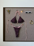 Sexy Black Polka Dot Print Bikini Set Women Pearls Push Up Bra Thong Swimwear 2026 Summer Bathing Suit Holiday Micro Swimsuit
