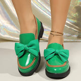 Plus Size 43 Bowknot Loafers Women 2026 Autumn Thick Sole Platform Oxfords Shoes Woman Comfortable Slip On Single Shoes Ladies