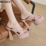 Summer New Style Fashion Waterproof Platform Super High Heel Women's Slippers Outdoor Party Open Toe Sandals High 15cm Size 37