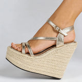2026 New Big Size 43 Summer Bohemain Espadrilles Wedges Sandals Women High Heels Shoes  Ankle Strap Platform Sandals