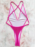 Sexy Ribbed Cross Backless Women Monokini Micro String Thong Swimwear One Piece Swimsuit Female High Cut Bathing Suit Swim Lady