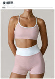 Summer Pink Wave Point Yoga Sets for Women Slim Sports Tank Top Gym Outfits Outerwear High Waist Shorts Training Fitness Suits