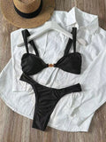 Sexy Metal Shell Ornament Bikini Set 2026 Women Hot Pink Pleate Push Up Bra Thong Swimsuit Summer Bathing Suit Micro Swimwear
