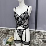 Toucheart Christmas Erotic Lingerie Seductive Embroidery Mesh Women See-through Body Shaping Sexy Pure Desire Hot Underwear Set