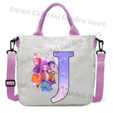 KPop Demon Hunters Canvas Shoulder Bag for Boys Girls Cartoon Letter Printed Crossbody Pouch Students Portable Fashion Handbag