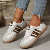 Plus Size 42 Leopard Print Flat Shoes Women Comfortable Breathable Flat Heels Sneakers Woman Non Slip Soft Sole Sports Shoes