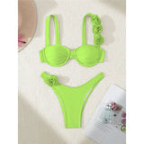 Sexy 3D Flowers Underwired Bikini Women Swimwear Female Swimsuit Two-Pieces Bikini Set Brazilian Bather Bathing Suit Swim V7970