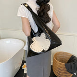Textured PU Leather Shoulder Tote Bags Women 2025 Trend Large Capacity Underarm Bag Rivet Design Versatile Fashion Handbags
