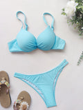 Sexy Push Up Bikinis Sets Two Pieces Solid Thong Swimsuit Bikini Swimsuit Swimwear Biquini Conjunto De Bikini Tankini Biquini