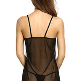 Women's Lace Trim Cami Nightdress - Sexy Side Slit & Mesh Panel, Perfect for Loungewear & Intimate Nights